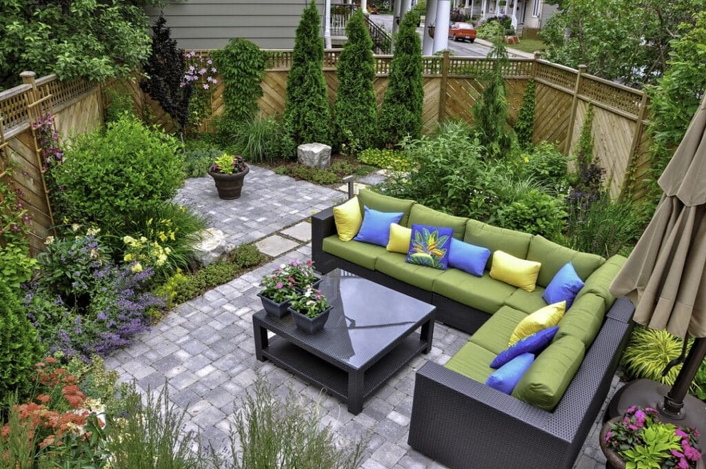 backyard garden featuring a paver patio